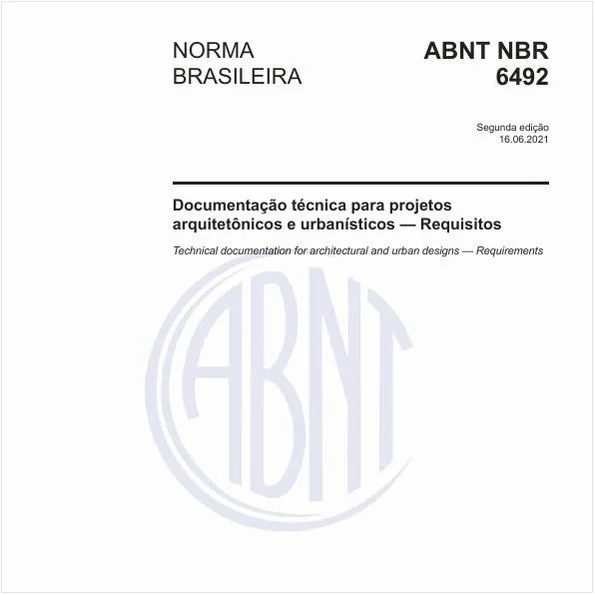 Prancheta com projeto arquitetônico e a norma ABNT NBR 6492 ao lado
