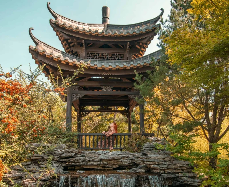 Templo chinês com telhado curvo