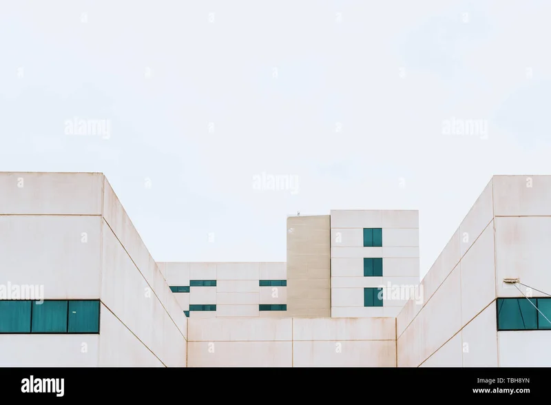 Fachada minimalista com linhas retas e cores neutras