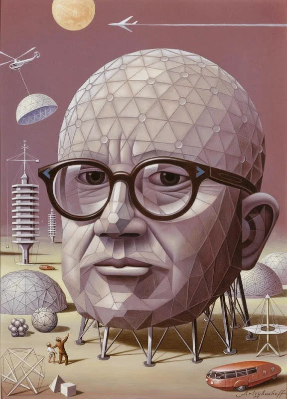 Ilustração sobre buckminster fuller o visionario da arquitetura e sustentabilidade