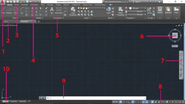 Tela do software AutoCAD com desenho técnico