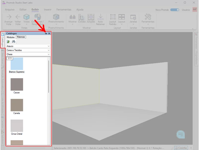 Tela inicial do software Promob