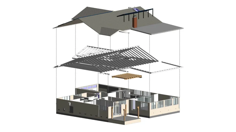 Modelo 3D arquitetônico em computador