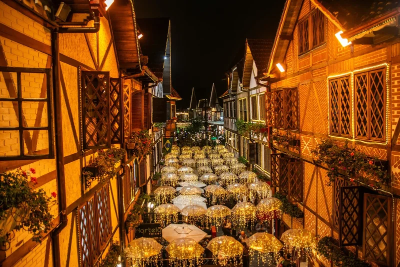 Vista da Vila Capivari em Campos do Jordão, com sua arquitetura de inspiração europeia.