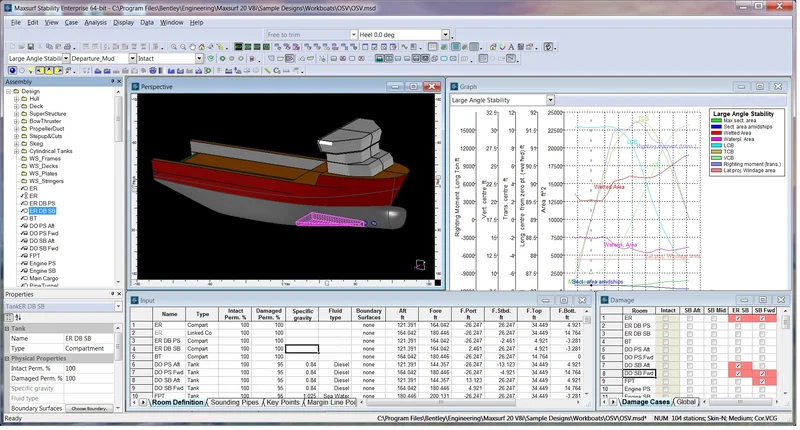 Engenheiro naval trabalhando em um modelo 3D de um navio em um computador