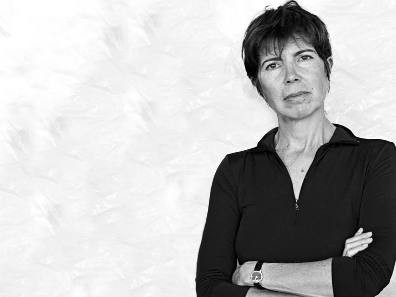 Elizabeth Diller em uma conferência, gesticulando com paixão
