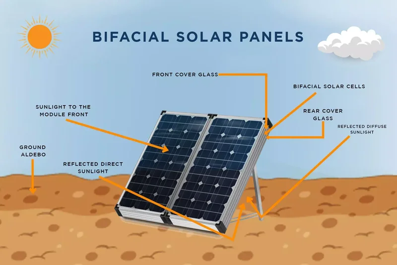Painéis solares bifaciais instalados em cobertura com integração digital