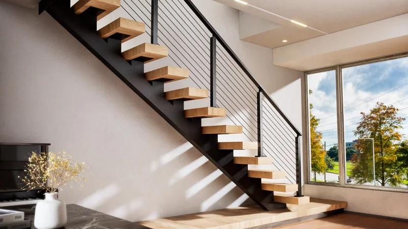 Escada moderna com degraus padronizados