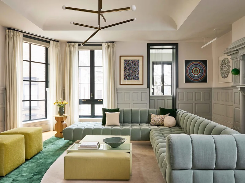 Sala de estar com decoração moderna e aconchegante