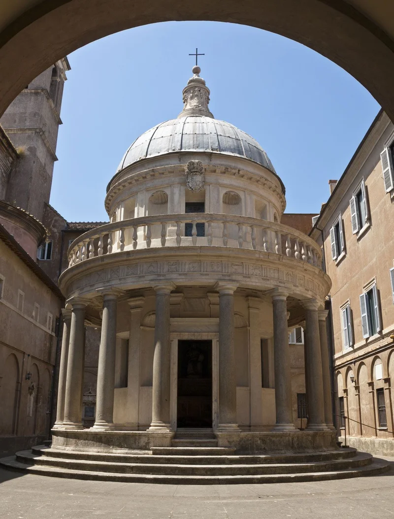 O Tempietto de Bramante em Roma, um exemplo perfeito da arquitetura do Alto Renascimento.