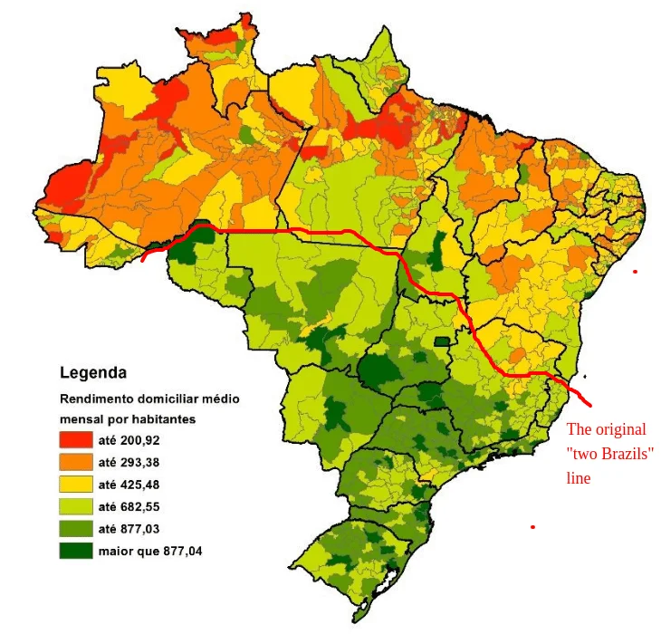 Mapa do Brasil com dados regionais sobre salário