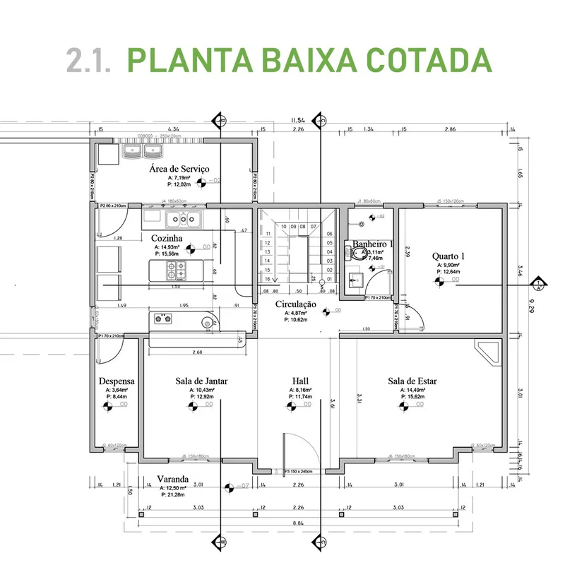 Exemplo clássico de planta baixa arquitetônica