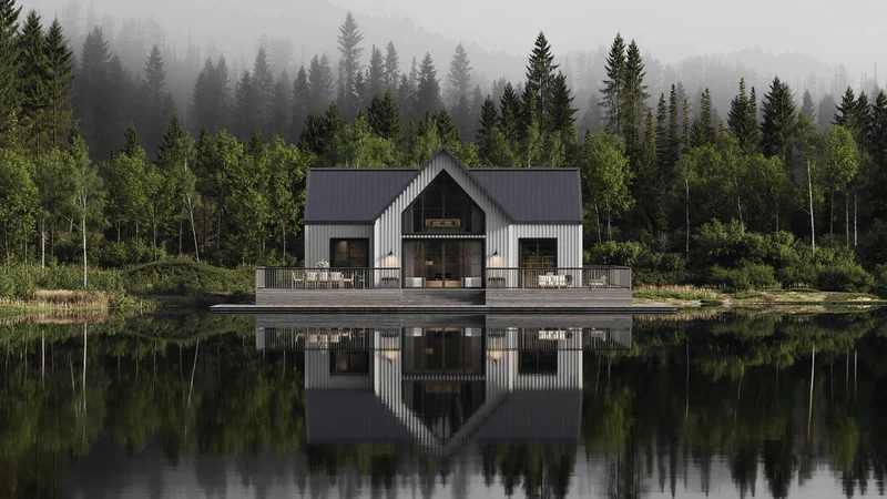 Exemplo de renderização arquitetônica fotorrealista de um interior moderno