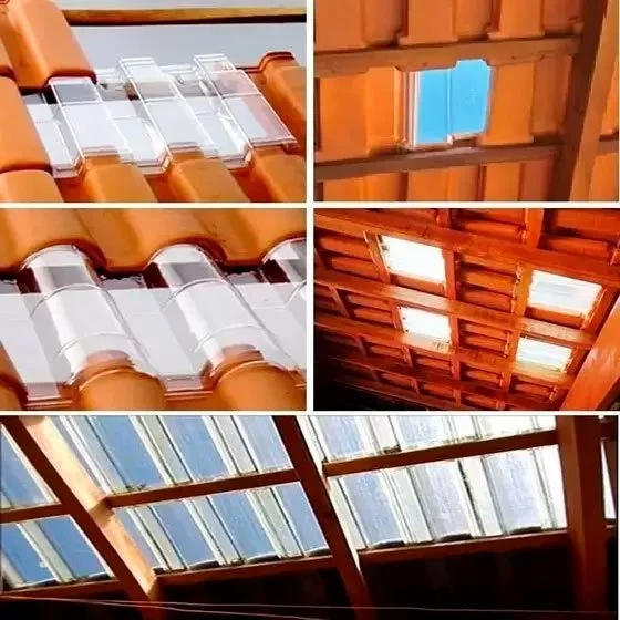 Telhas transparentes em policarbonato, PVC e acrílico